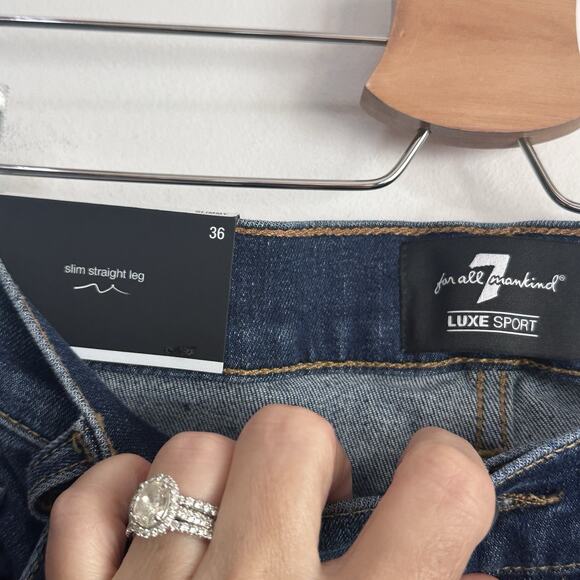 7 For All Mankind Jeans 36 x 34 Mens Slimmy Slim Straight Leg Luxe Sport NEW - Picture 5 of 10